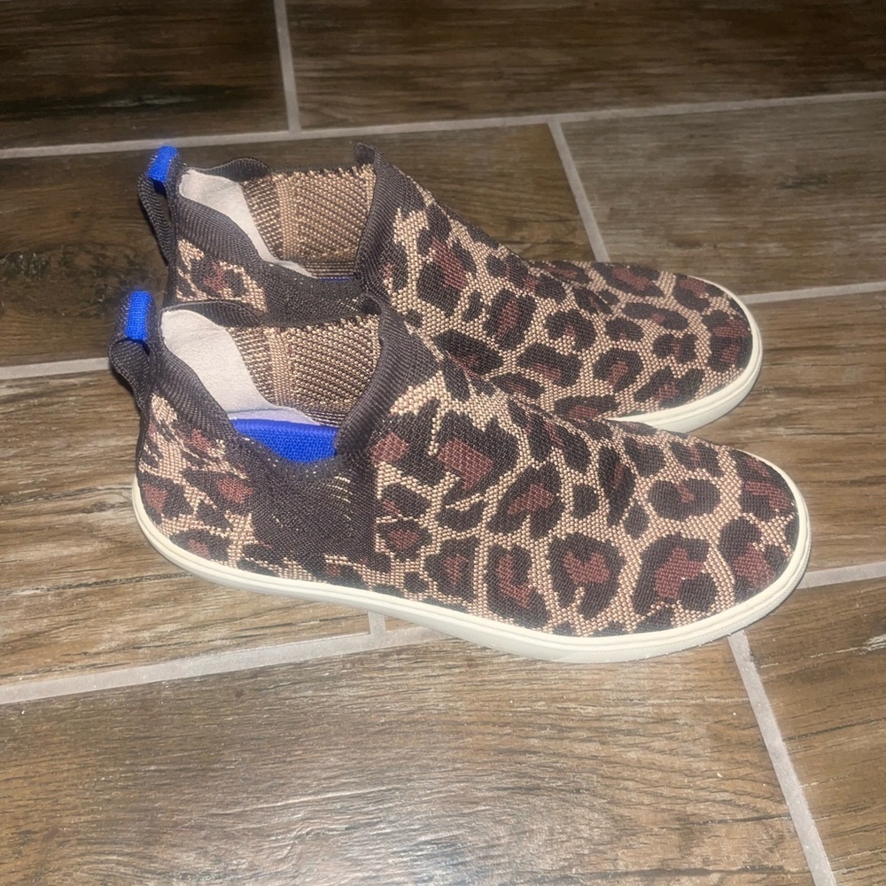 Rothy's The Chelsea Leopard Wildcat Knit Hi Top Sneakers Boots Shoes Women’s - Picture 2 of 5